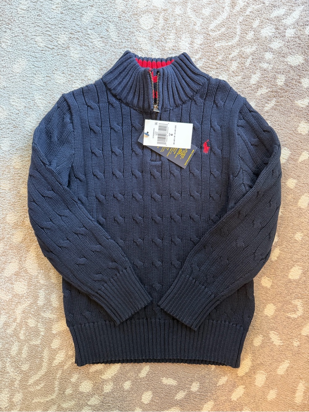 Ralph Lauren Boys Cable Knit Half Zip Sweater